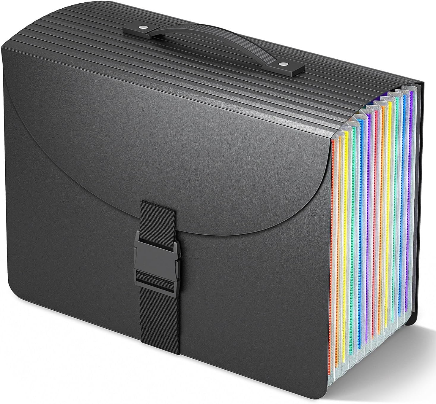 File Organiser Box with 13 Pockets, Document Folder, Paperwork Organiser, A4 Filing Folders, Concertina File Expanding, 2 x Tabs