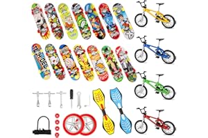 Gejoy 31 Pieces Mini Finger Toys Set Finger Skateboards for Kids Mini Bikes Tiny Swing Board with Replacement Wheels and Tools Fingertip Movement Party Favors for Kids Gifts for Ages 6 and up