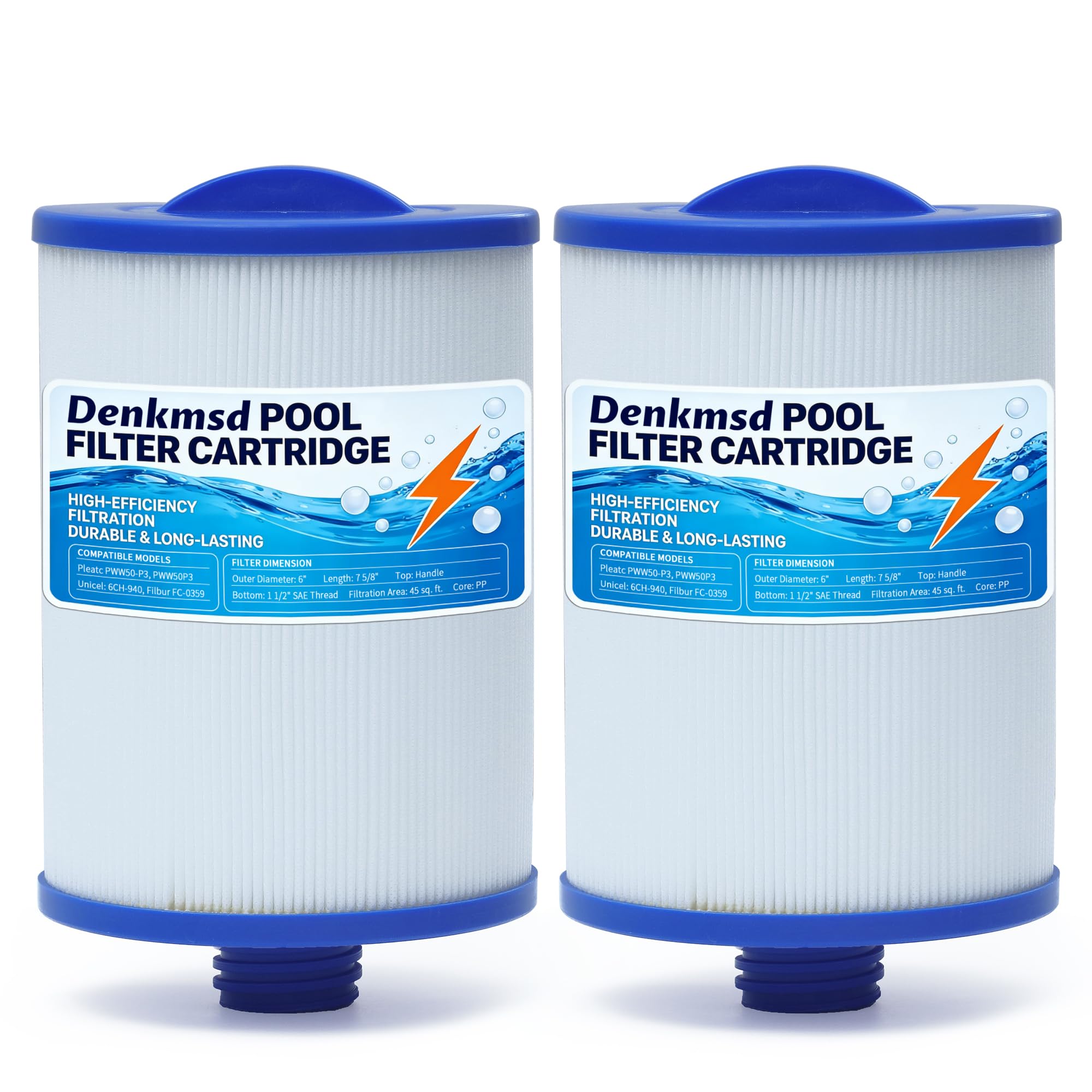 Denkmsd Spa Filter for Unicel 6CH-940, Spa Filter Cartridge for PWW50P3, for Waterway Front Access Skimmer, for Filbur FC-0359 (Pack of 2)