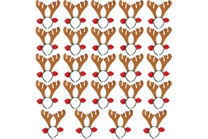Max Fun 24Pcs Christmas Reindeer Antlers Headband Christmas Hairbands for Kid's Xmas Holiday Party Favors