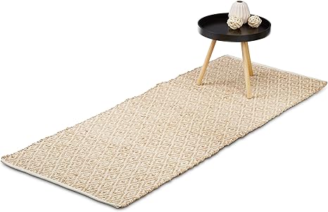 Relaxdays Teppich Jute Flurlaufer 80 X 200 Cm Naturfaser Karomuster Teppichlaufer Laufer Flur Diele Hell Braun Amazon De Kuche Haushalt Wohnen