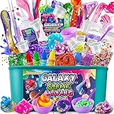 YOPINSAND DIY Slime Kit, Galaxy Slime Making Kit for Girls, Butter & Glow in The Dark Slime with Add-ins, Foam Balls, Charms,