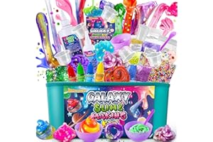 YOPINSAND DIY Slime Kit, Galaxy Slime Making Kit for Girls, Butter & Glow in The Dark Slime with Add-ins, Foam Balls, Charms,