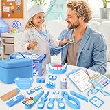 Ophy 40pc Wooden Dentist Play Set for Kids 3+ with Tooth Model Stethoscope Bag view 5
