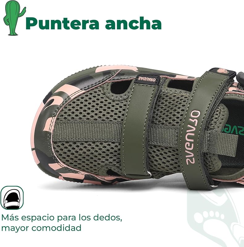 Sandalias Niño Barefoot Cangrejeras Niños Puntera Cerrada Sandalias Barefoot Verano Sandals Playa Piscina Mar Verde Militar, 35