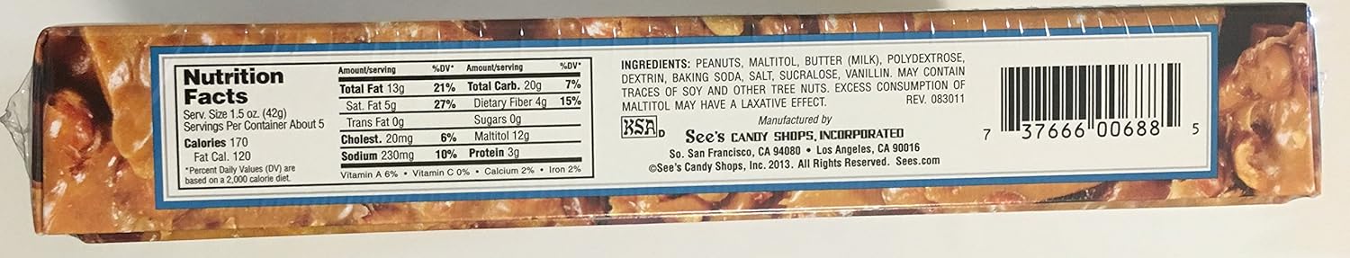 Amazon Com See S Candies Sugar Free Peanut Brittle 8 Oz By See S Cadies Grocery Gourmet Food