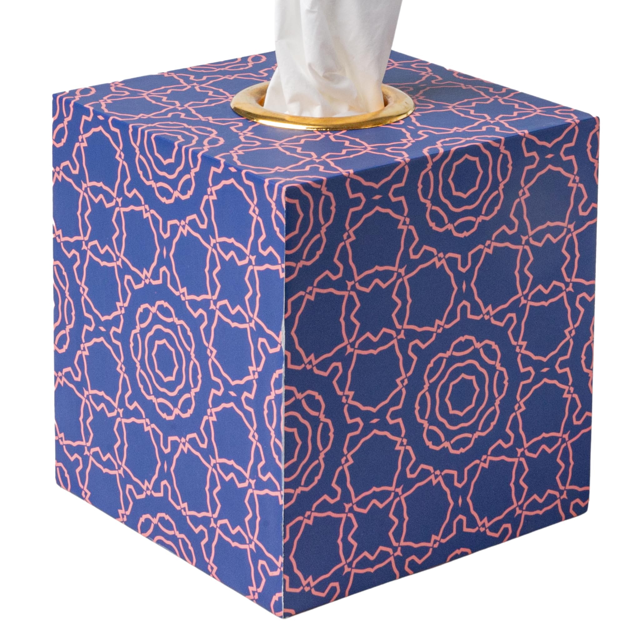 Tissue Box Holder – Decorative Tissue Box Cover, Blue, for Standard Square Boxes – Floral Home Décor Accessory by DizzyBee