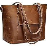 S-ZONE Women Genuine Leather Tote Bag Shoulder Handbag Vintage Crossbody Purse