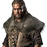 HiiFeuer Viking Artificial Fur Shawl Barbarian Fur Collar, Cosplay Wrap Medieval Costume Cloak, Retro Cape for LARP