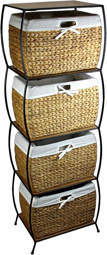 Seagrass Rattan 4 Drawer Basket Storage File Cabinet Amazon Co Uk Kitchen Home