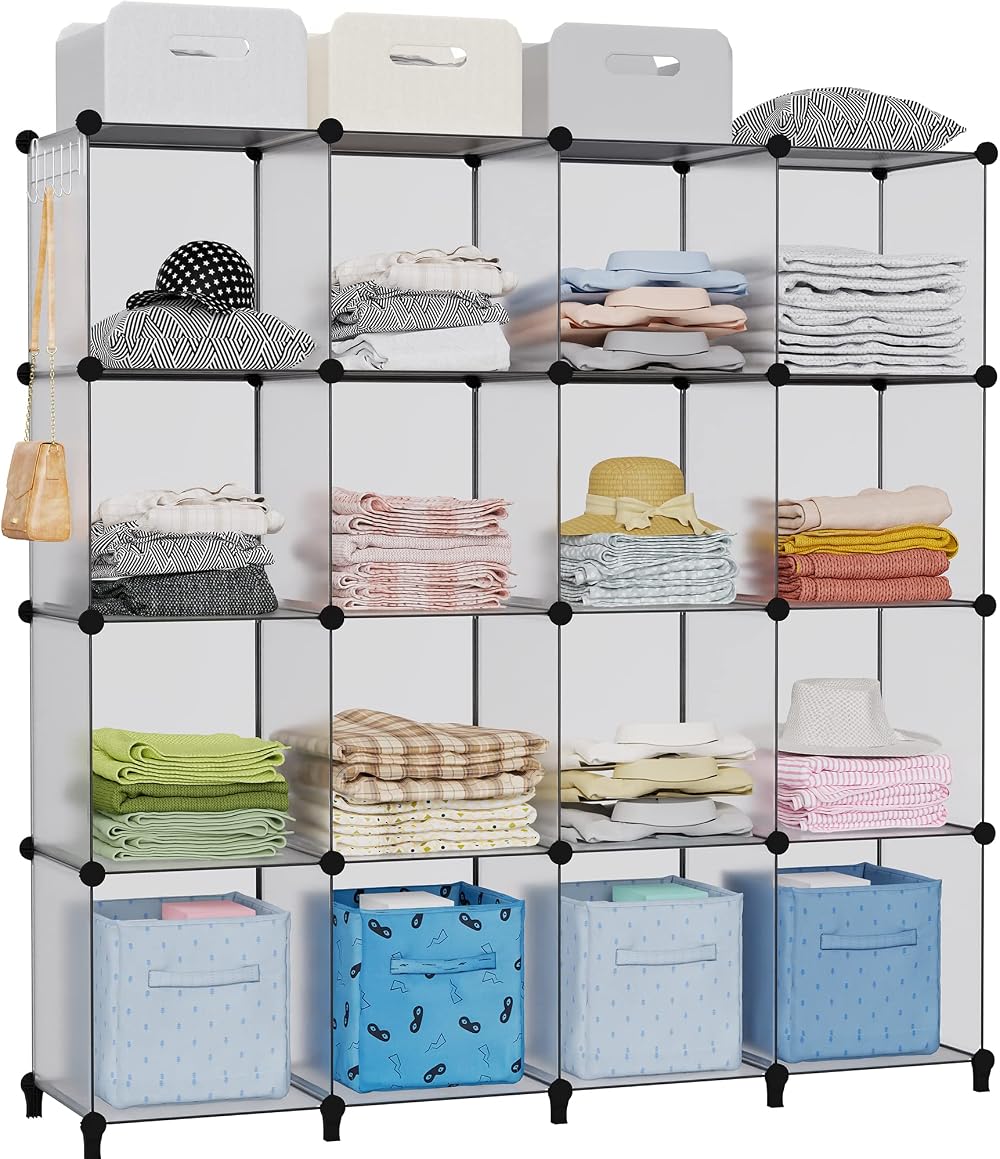 HOMIDEC 16 Cube Storage Bookcase Shelving Unit White Modular DIY Organizer
