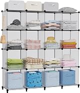 HOMIDEC 16 Cube Storage Bookcase Shelving Unit White Modular DIY Organizer