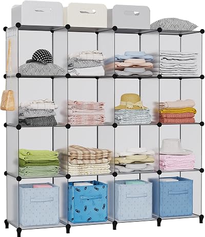 HOMIDEC 16 Cube Storage Bookcase Shelving Unit White Modular DIY Organizer