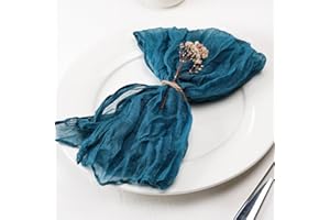 Dololoo Cheesecloth Napkins Set of 6, 20 x 20 Inch Gauze Dinner Cloth Napkins, Handmade Square Rustic Table Napkins for Parties Weddings Event Family Dinner Boho Boho Decoration, Peacock Blue