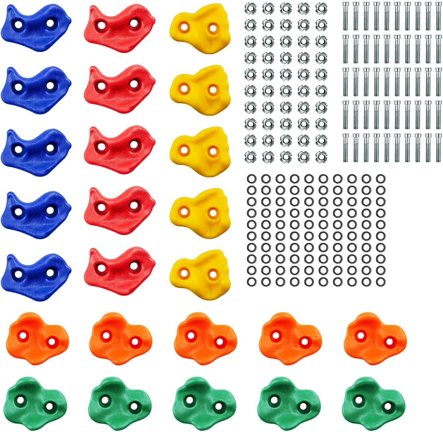 Orgrimmar 25PCS Rock Climbing Holds for Kids and Adults Rock Climbing Wall Grips for Indoor and Outdoor Play Set - Includes Screws and Mounting Hardware: Toys & Games