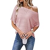 Cakulo Womens Summer Crochet Tops Hollow Out Off The Shoulder Short Sleeve Batwing Knit Spring Sweater Top 2026