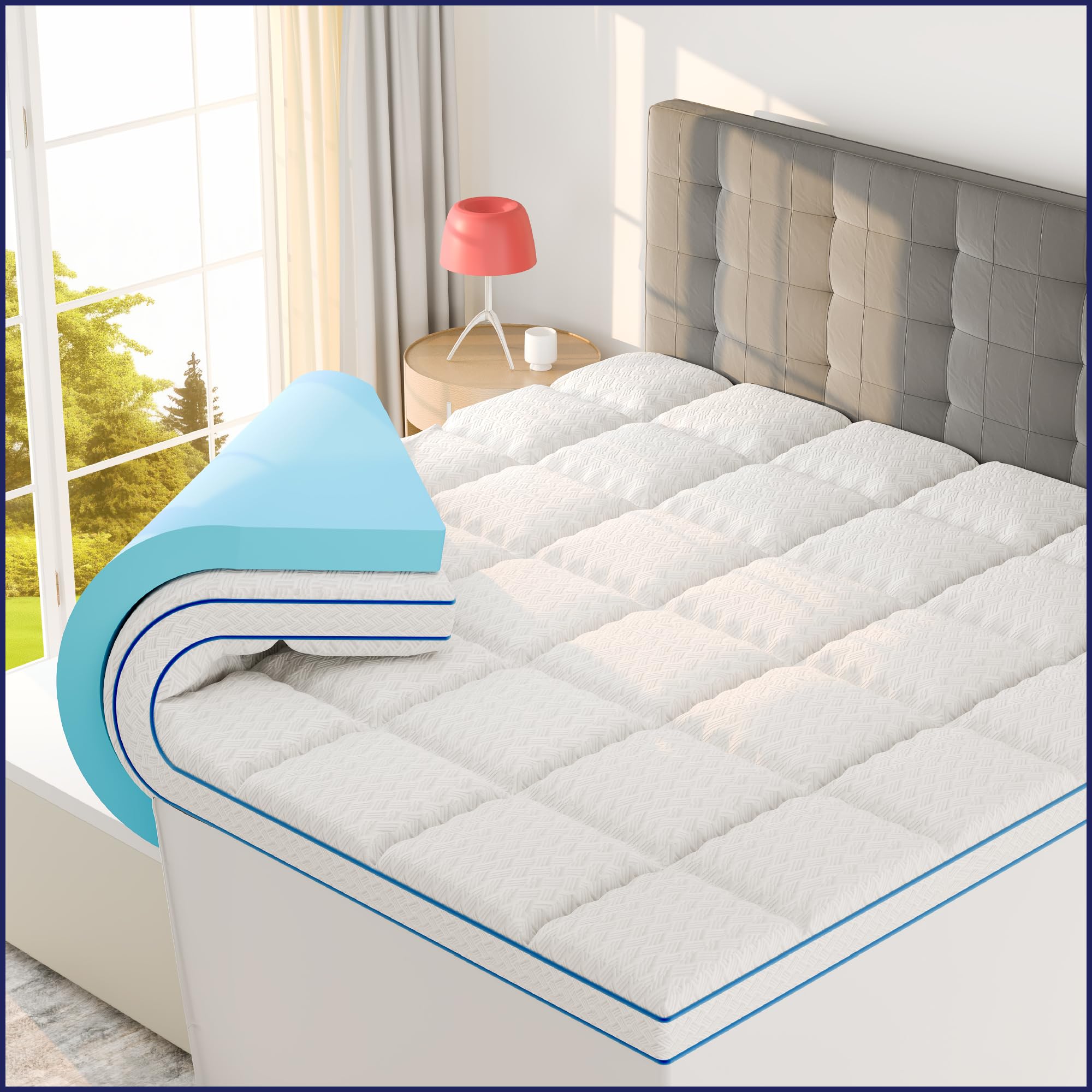 Photo 1 of Sleep Lab 4 Inch Memory Foam Mattress Topper - King Size - Cooling Gel & Pillow Top