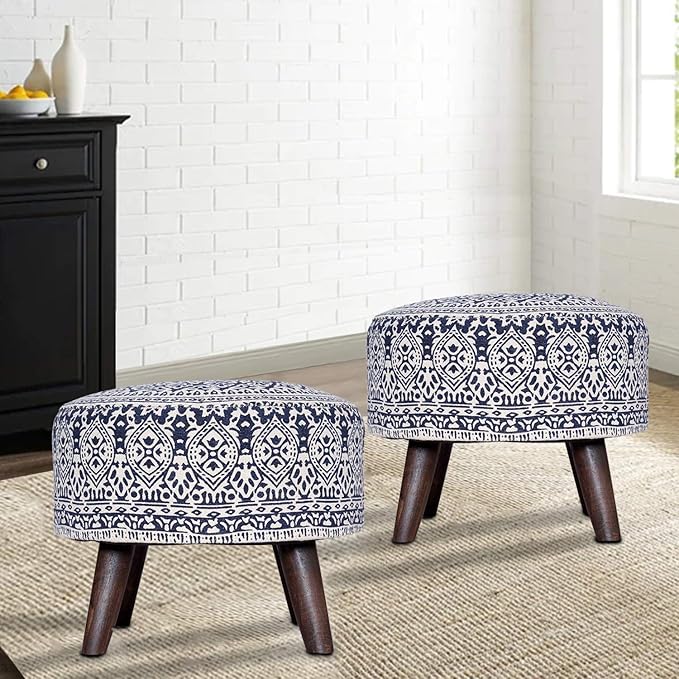 Nestroots Stool for Living Room set of 2 sitting printed ottoman