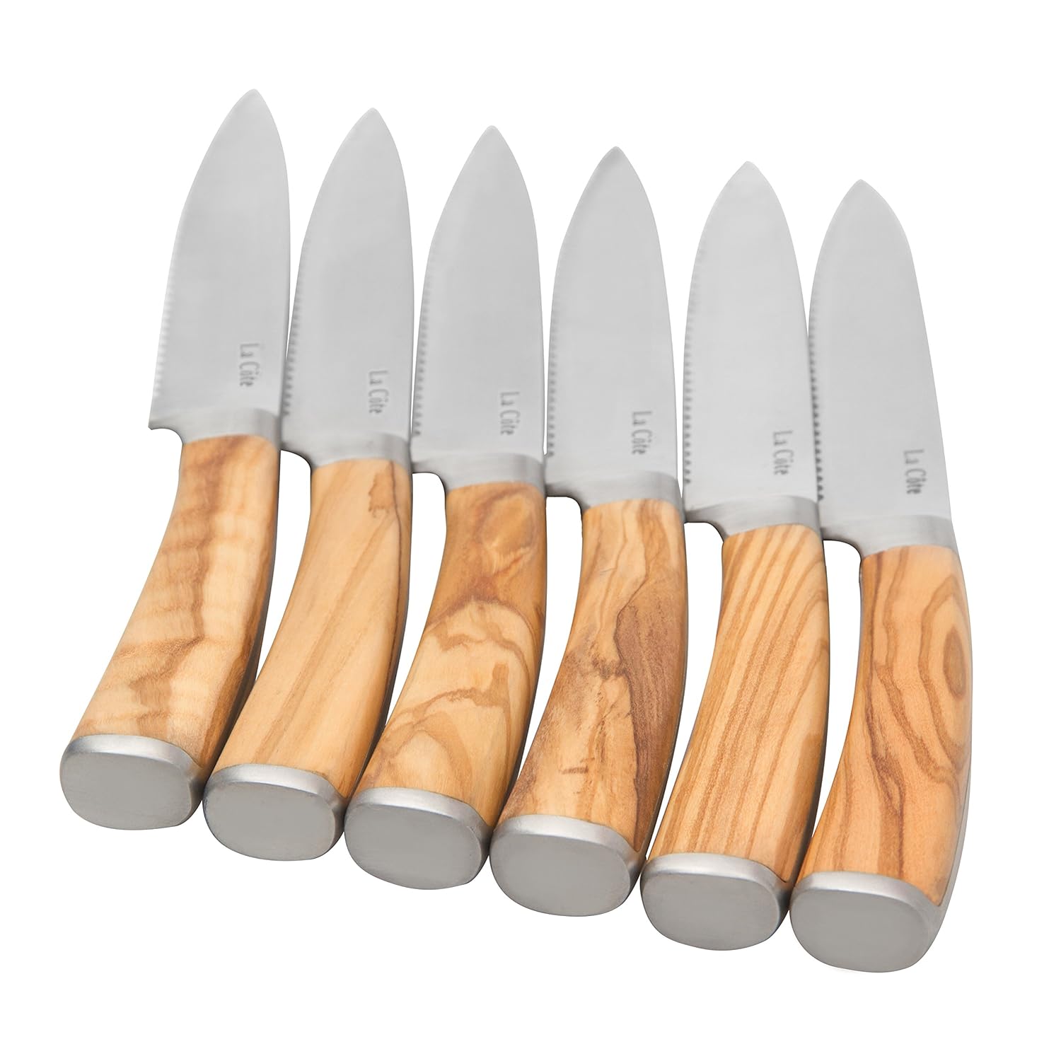 La Cote 6 Piece Steak Knives Set Japanese Stainless Steel Olive Wood