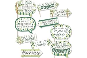 Big Dot of Happiness Family Photo Booth Props Kit - 10 Premium Pieces for Family Reunion Celebrations, Photo Props with Stands and Assembly Stickers, Family Tree Party Props