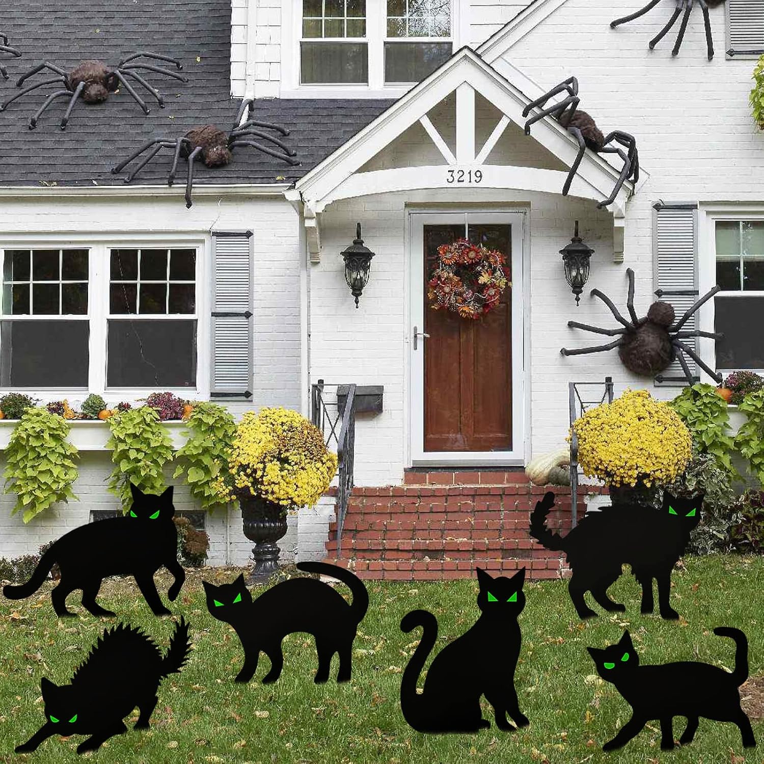 Yard Signs - 6 Pcs Halloween Black Cat Decorations, Halloween Yard Signs with Stakes, Scary Plastic Black Cat Silhouette Halloween Decorations Outdoor Garden Lawn Yard Décor