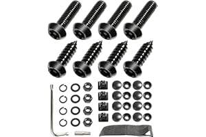 RESWISH ESEWALAS Stainless Steel License Plate Screws,Anti Theft License Plate Screws Kits,Rustproof Security Bolts Fasteners,M6 (1/4") Tamper Proof Screws Tamper Resistant Mounting Hardware