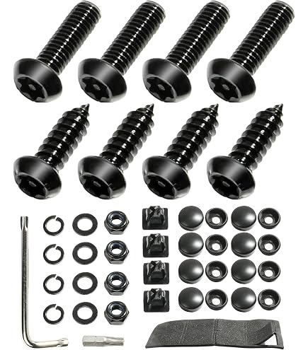 Ton's Performance Anti-Theft License Plate Screws For Tesla – Stainless Steel With Black Caps, Model S Y X 3