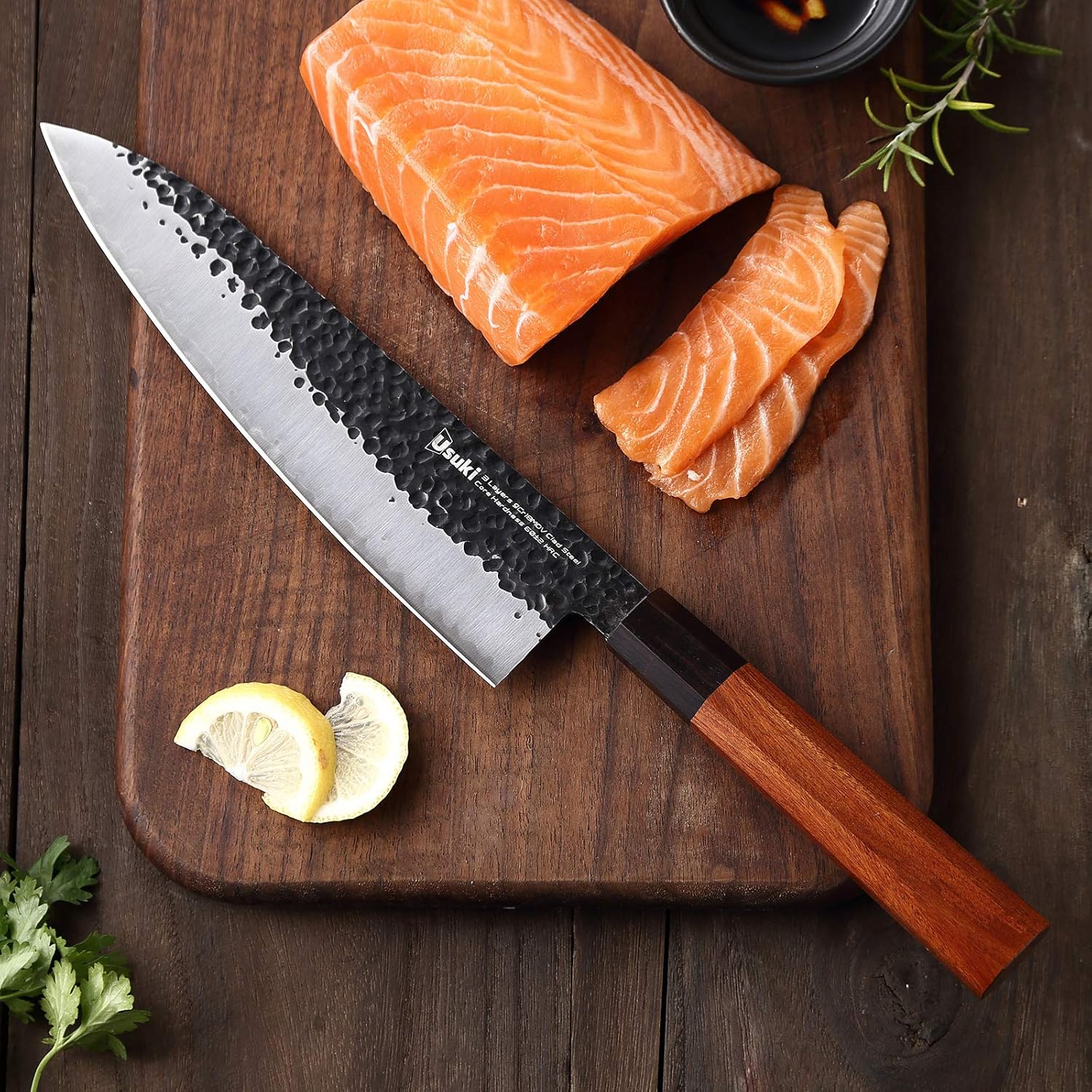 Gyuto Chef’s Knife, 8 inch Japanese Chef Knife 3 layers 9CR18MOV Clad Steel Japanese Kitchen Knife, Alloy Steel Gyuto Knife, Sushi Knife for Kitchen/Restaurant, Octagonal Handle, Gift Box: Kitchen & Dining