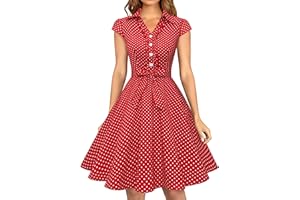 Wedtrend Women's 1950s Retro Rockabilly Dress Cap Sleeve Vintage Swing Dress