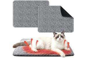 Clysee 2 Pcs Winter Self Warming Cat Bed, Self Heating Cat Dog Pad 20 x 16 Inch Outdoor Warm Thermal Mat Pad with Removable Cover Non-slip Bottom Washable Reflects Body Heat for Indoor Small Dog(Grey)