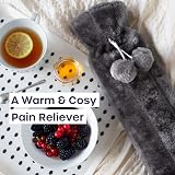 Volila Long Hot Water Bottle 2L with Fluffy Cover Grey 72cm view 5