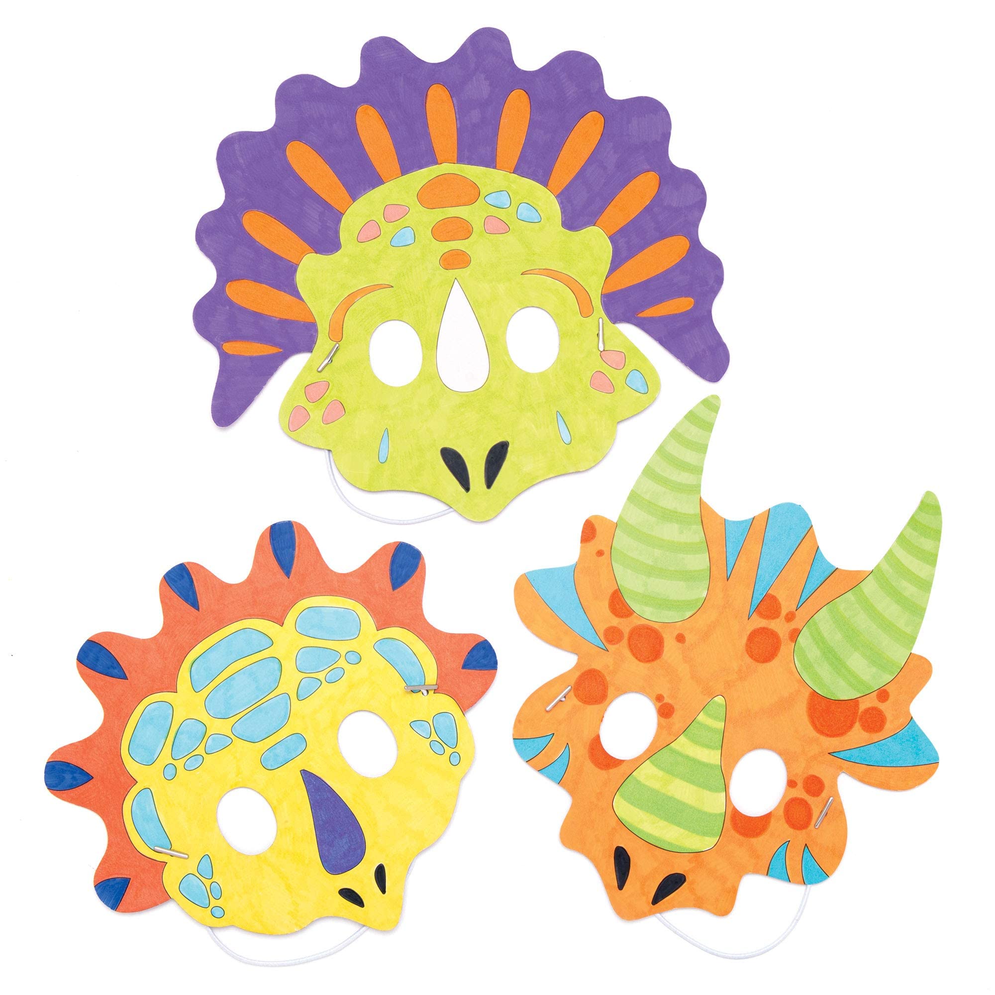 Baker Ross AW581 Dinosaur Colour-In Masks (Pack of 8), White