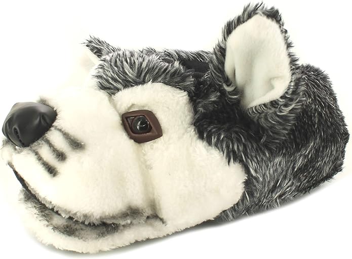 Wynsors Wolfy1 Mens Novelty Slippers Grey/White 11 UK Amazon.co.uk