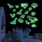 Glow in The Dark Dinosaurs Wall Decals, Glitter Dino Stickers for Boys Room, Luminous Stars Ceiling Decor for Bedroom Playroom Nursery
