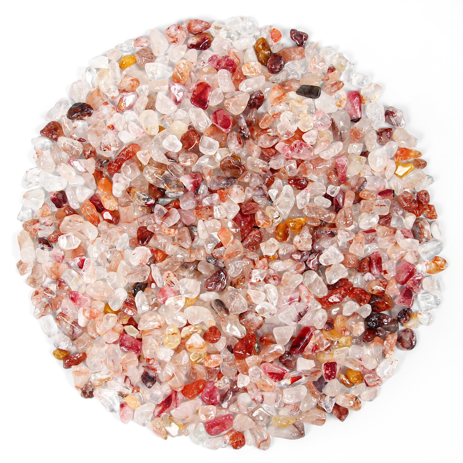 1.1lb Natural Crushed Hematoid Quartz Crystal Tumbled Chips-Hematoid Quartz Healing Crystals Chips Bulk, Hematoid Quartz Crushed Crystal Gemstones for Crafts, Beautiful Package for Gift