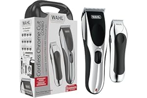 Wahl Clipper Cordless Chrome Pro Hair Clippers for Men and Battery Hair Trimmer Combo for Full Haircuts and Touch-Up Trims – Model 3026590