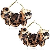 GPASTG Bohemian Fabric Flower Petal Pearl Dangle Drop Stud Round Hoop Earrings For Women