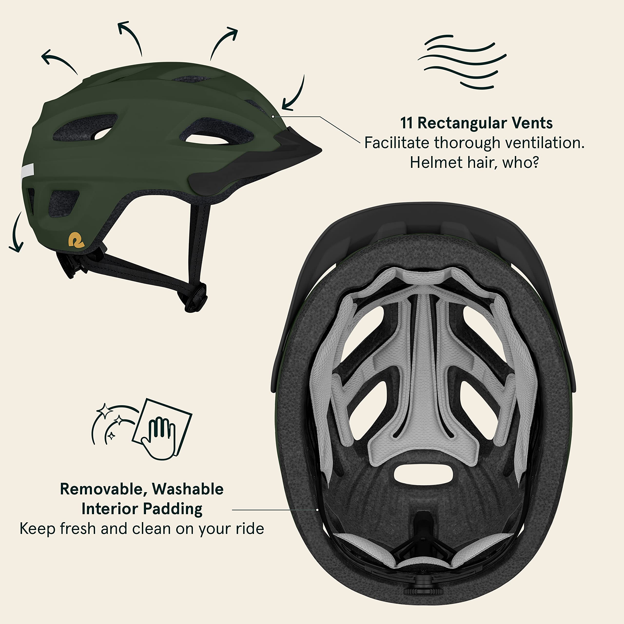Lennon Bike Helmet with LED Safety Light Adjustable Dial & Removable Visor