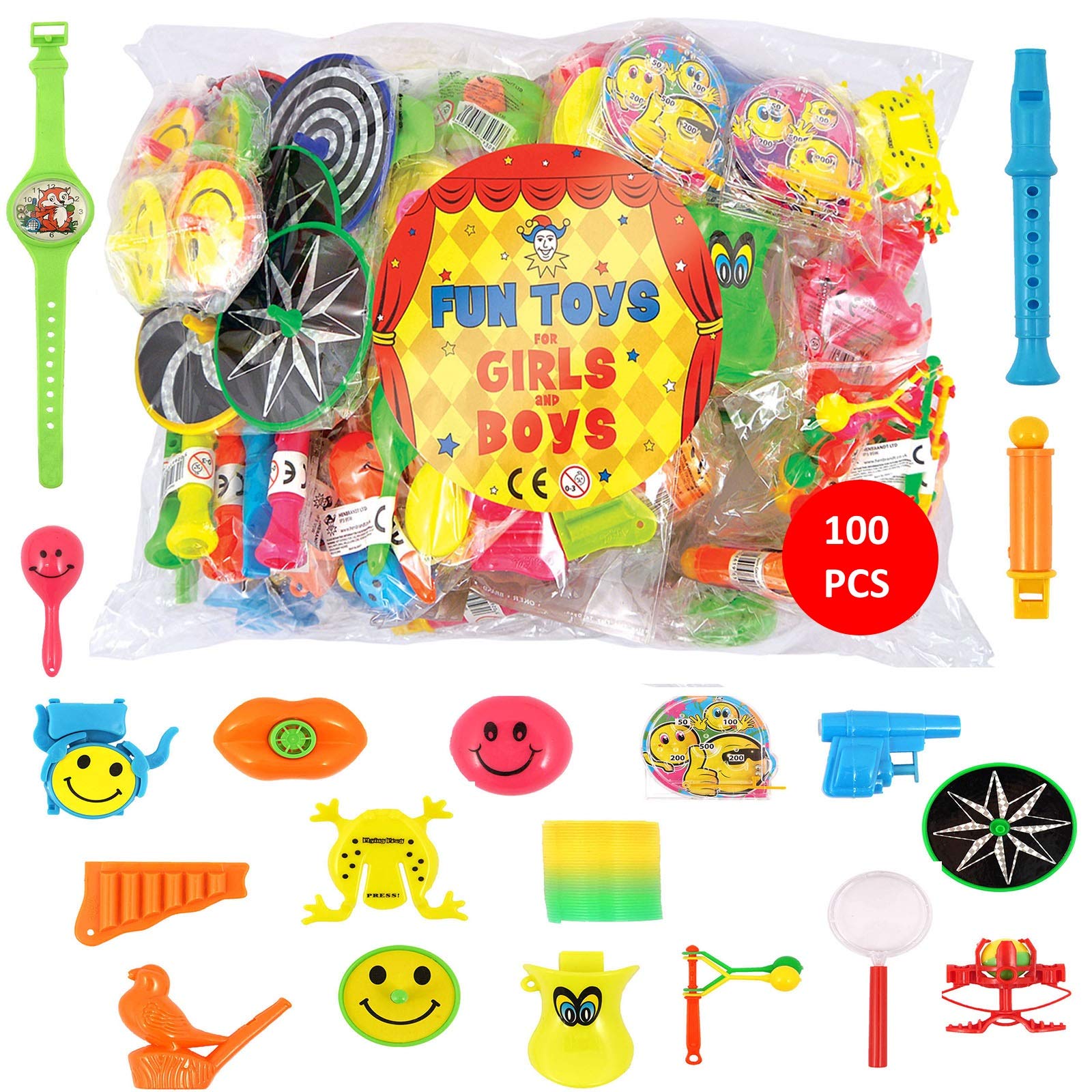 Henbrandt BULK BUY Party Bag Toys - 100 Assorted DELUXE Stocking Filler Toys - Pinata