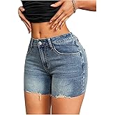Milumia Women's High Waisted Denim Shorts Skinny Stretchy Short Jeans with Pockets