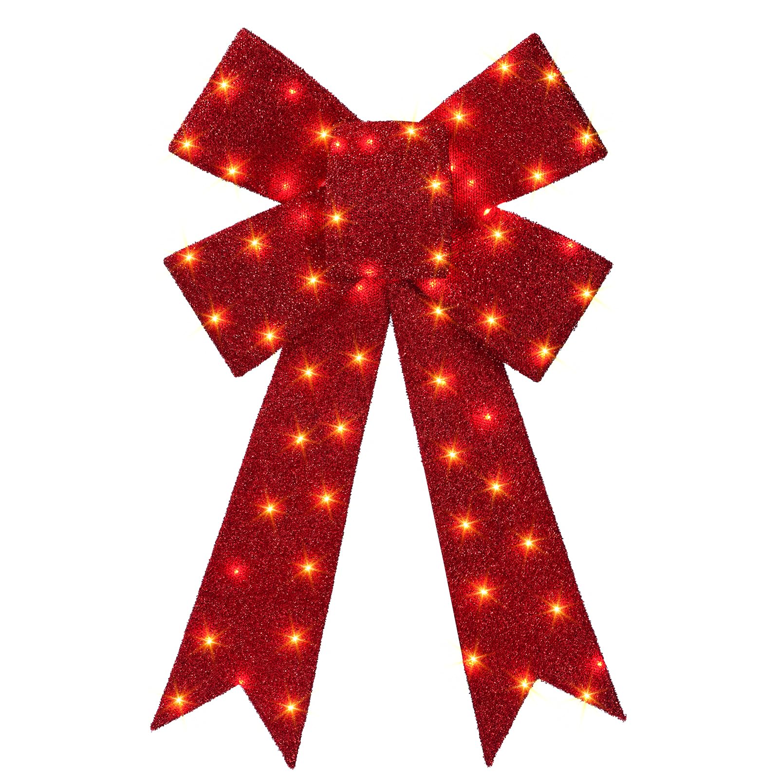 Photo 1 of 30 Inch Lighted Christmas Bow, 75 LED Pre-lit Outdoor Christmas Bow Decoration, Large Lighted Xmas Outdoor Bow for Front Door, Windows, Wall, Garage Decoration