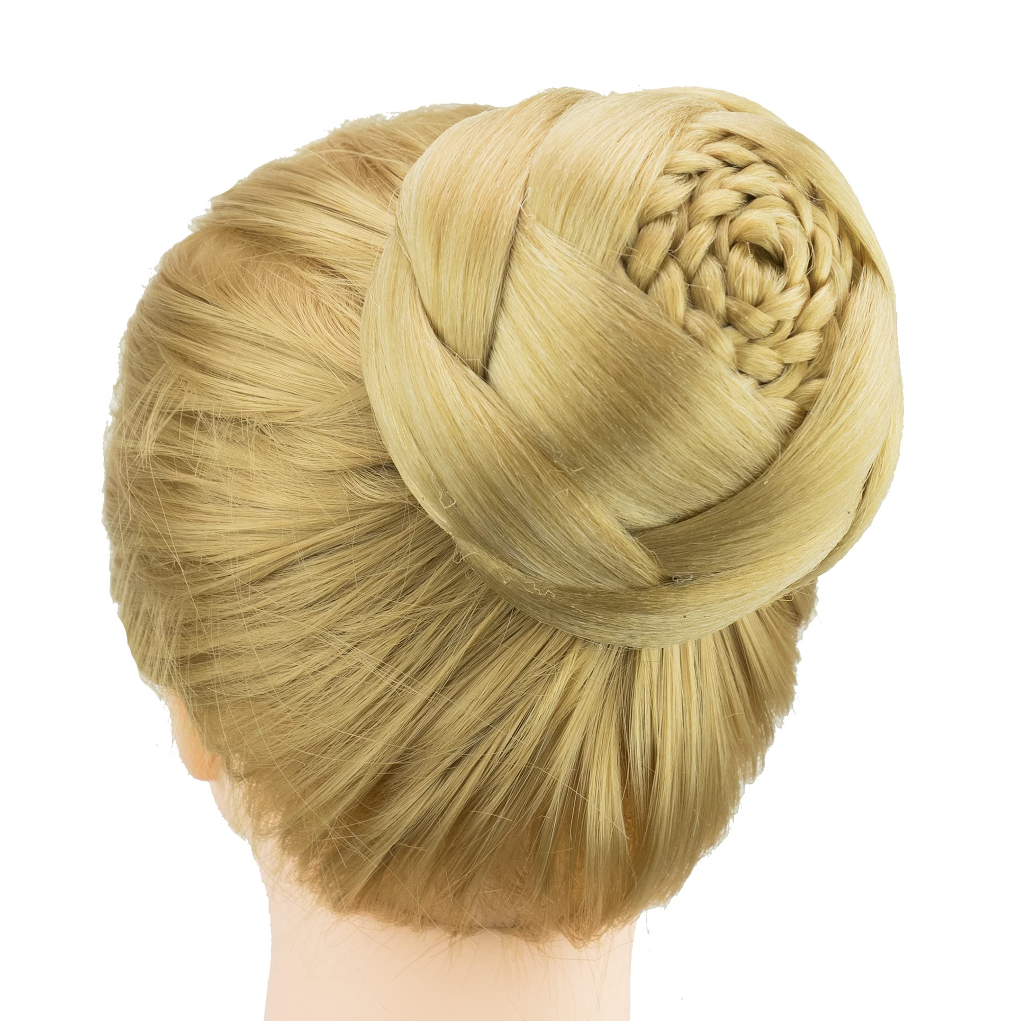 IMISSU Dancer Braided Chignon Hair Cover Donut Hairpieces Scrunchie Hair Bun Wig Updo on Wedding Party (M4 Ash Blonde)