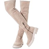 N.N.G Women Over the Knee Boots Low Heel Winter Block Suede Thigh High Chunky OTK Long Comfort