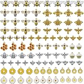 YETOOME 100Pcs Assorted Enamel Bee Charms, Honeybee Honeycomb Pendants Daisy Dangle Charms for Jewelry Making Necklace Bracelet Earrings Keychain Crafting Ornament
