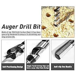 NICAVKIT 6Pcs 12-Inch Long Auger Drill Bit Set for