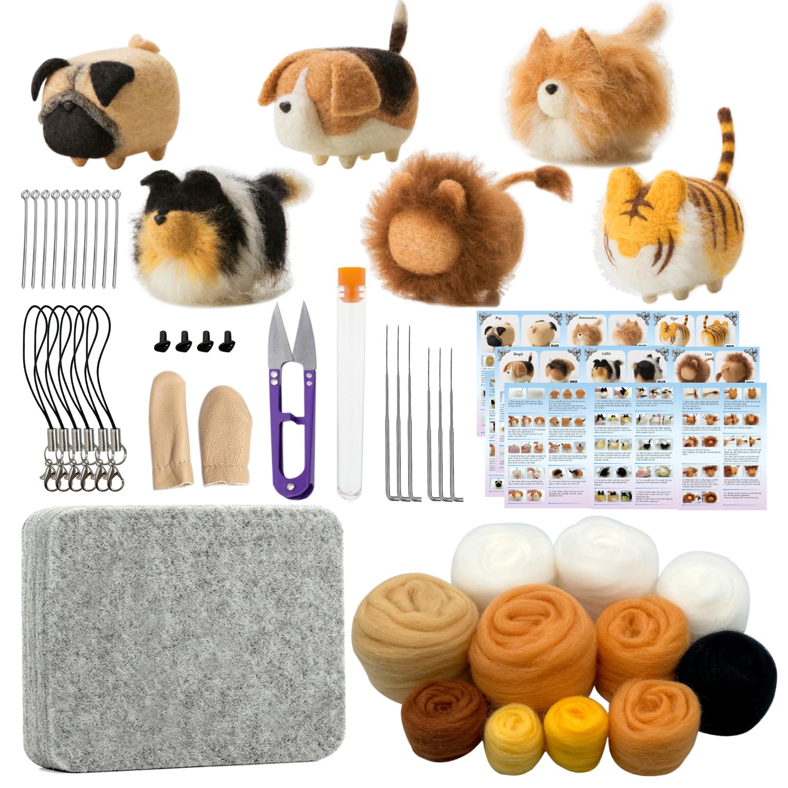 Truslin Needle Felting Kit, Craft Kits for Adults UK, Punch Needle Kit with Felting Supplies, Felting Needles, Felting Wool and Felting Tools, Christmas Crafts for Adults, Faceless Animals 6pcs — image 1