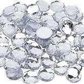 FINGERINSPIRE 60Pcs 25mm Self-Adhesive Acrylic Rhinestones with Container Clear Flat Back Round Crystal Circle Gems Sparkling Plastic Stickers for Costume Making Cosplay Jewels Crafts