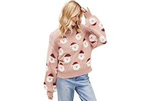 Lesmart Womens Ugly Christmas Sweater Funny Santa Funny Xmas Holiday Party Knitted Pullover