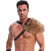 Viking Faux Fur One Shoulder Wrap for Armor Men Shawl Cosplay Medieval Halloween Costume Accessory