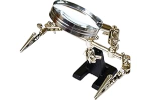 Elenco Helping Hands with 2 .5" Magnifying Glass | Work Bench Must Have | Case-Iron Base | Chrome Plated for Long Life | Glass Lens